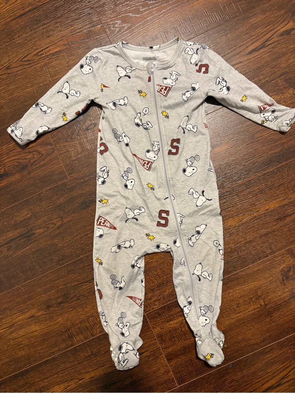 Peanuts Grey Snoopy & Woodstock Footed One-Piece Pajama